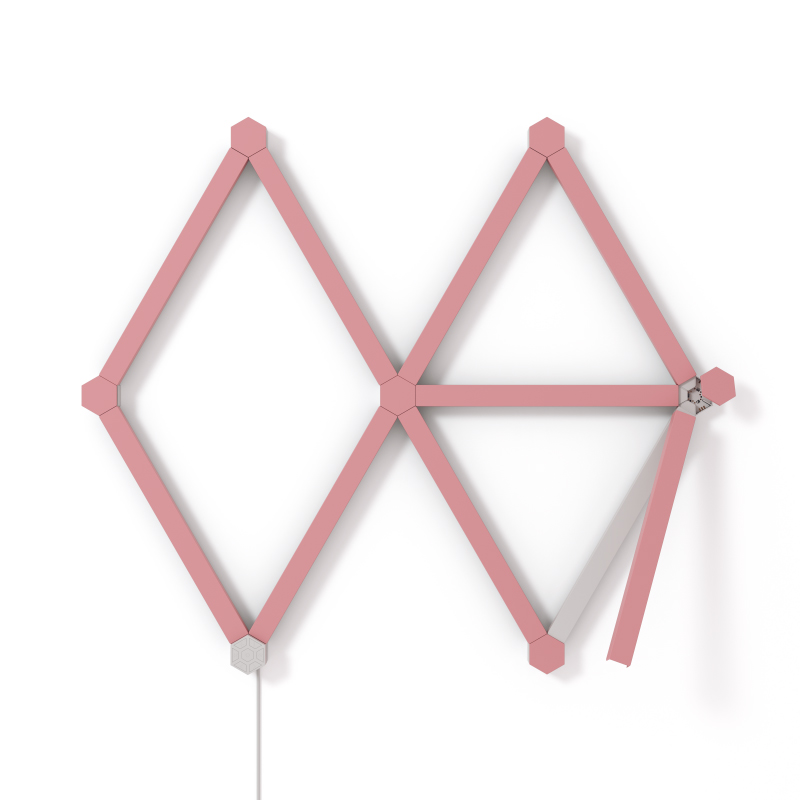 Nanoleaf Lines Thread enabled color changing smart modular backlit light lines matte pink skins. HomeKit, Google Assistant, Amazon Alexa, IFTTT.