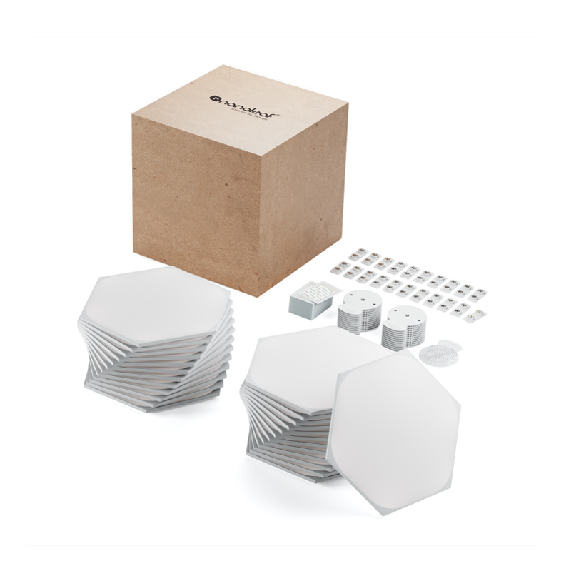 Nanoleaf Shapes Thread enabled color changing hexagon smart modular light panels. 25 pack expansion. Similar to Philips Hue, Lifx. HomeKit, Google Assistant, Amazon Alexa, IFTTT.